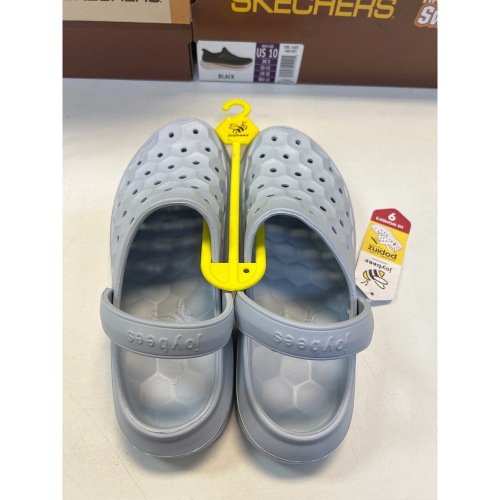 Joybees Varsity Clog Women Size 9 Grey Solid Monument Honeycomb Slip On New 0777
